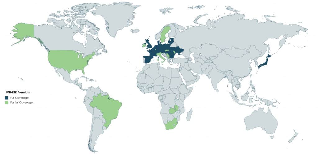 Mapa mundial de UNI-RTK-Premium