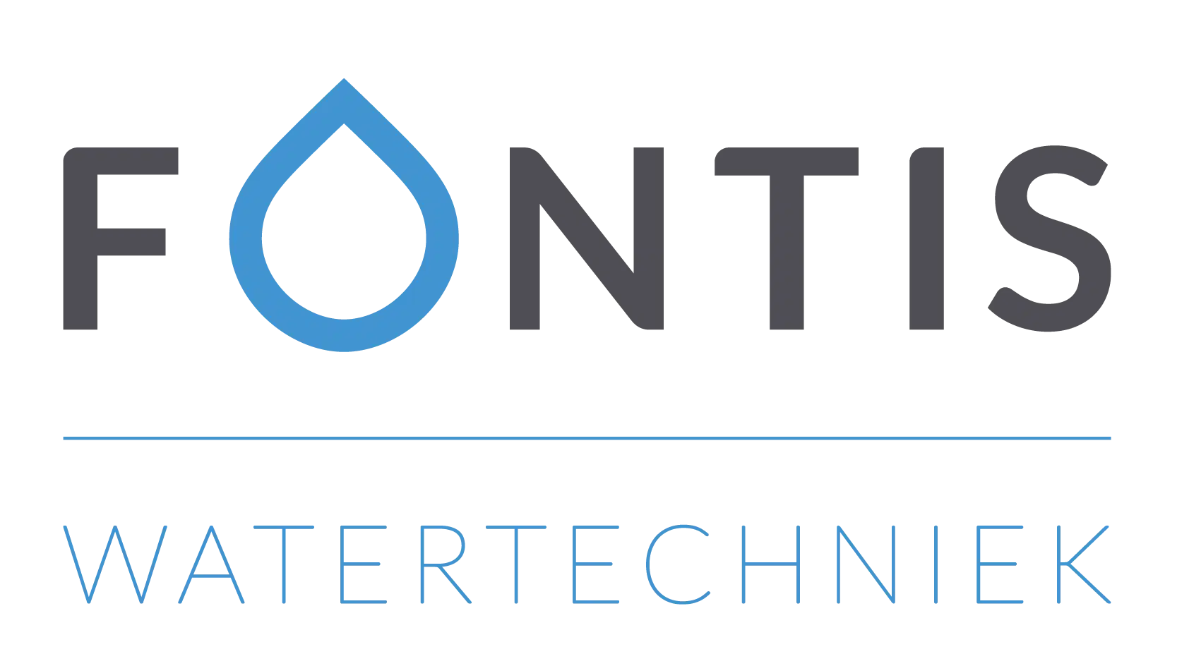 Fontis Watertechniek logo with a blue water drop forming the letter O