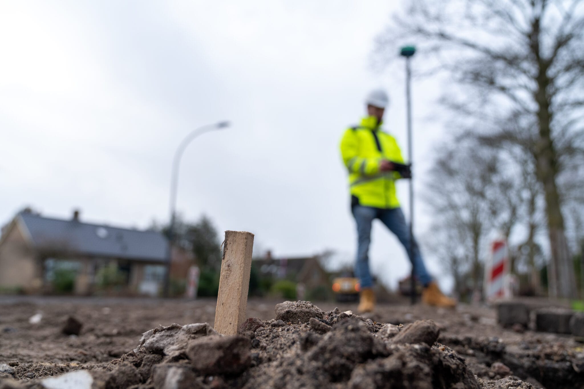Open sleuf met kabels en leidingen, geregistreerd met UNI-Collect