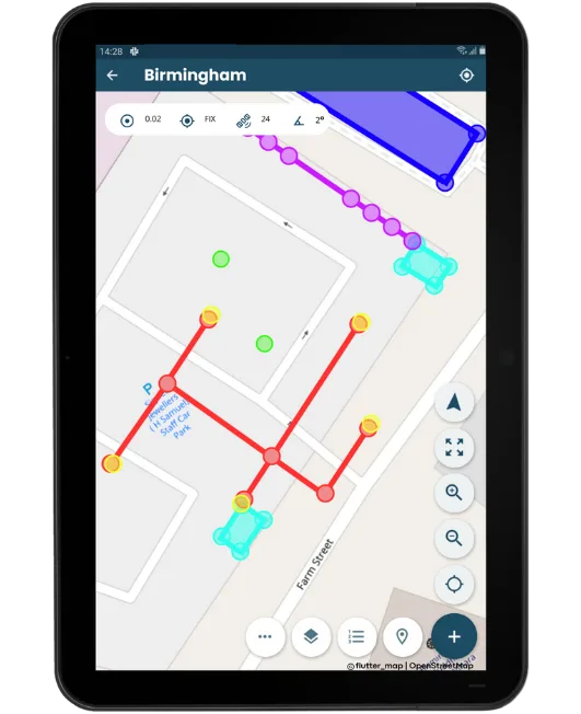 The most easy surveying software available. Let's you survey and stake-out like a game.