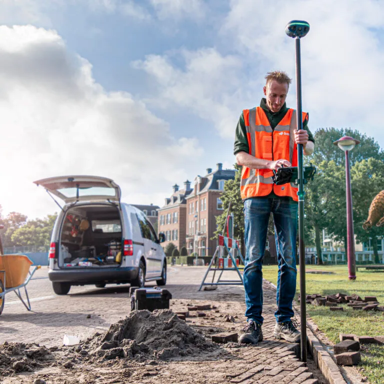 Site team setting out infrastructure work with marXact equipment