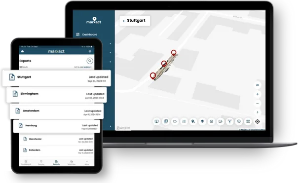 A UNI-Cloud project map open on a laptop and a tablet