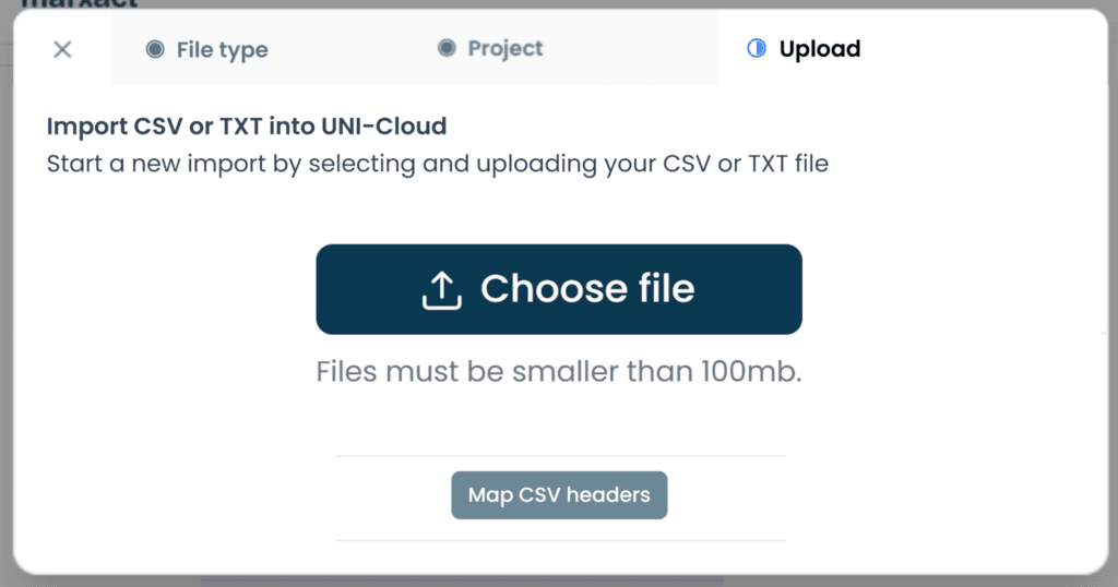 Een CSV-bestand met coördinaten importeren in UNI-Cloud
