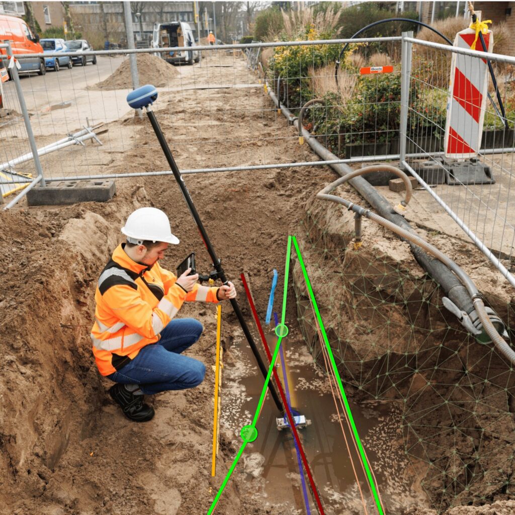 Fibre optic cables in an open trench captured in 3D with LiDAR